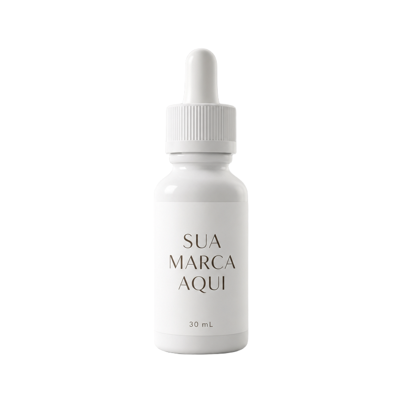 Mockup de embalagem em líquido com rótulo "Sua marca aqui"